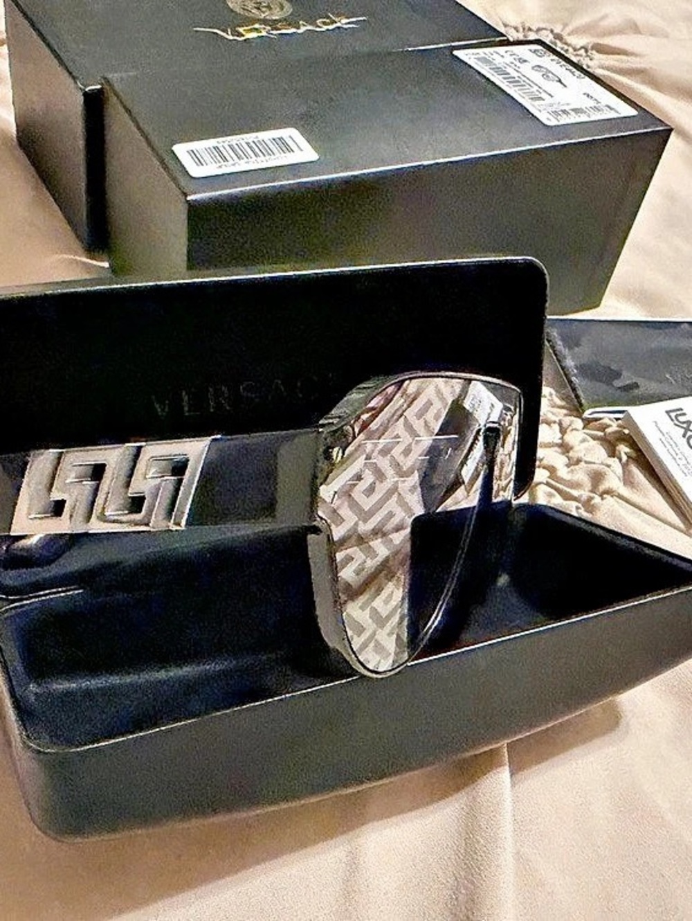 Versace VE4420 Shield Sunglasses Black Geometric